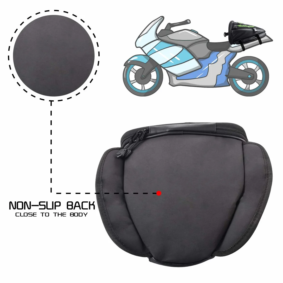 KaTur Torba na tylne siedzenie motocykla, wielofunkcyjna, wodoszczelna torba ze skóry PU, torba do przechowywania, na siodełko, niezwykle lekka, na akcesoria, kolor czarny