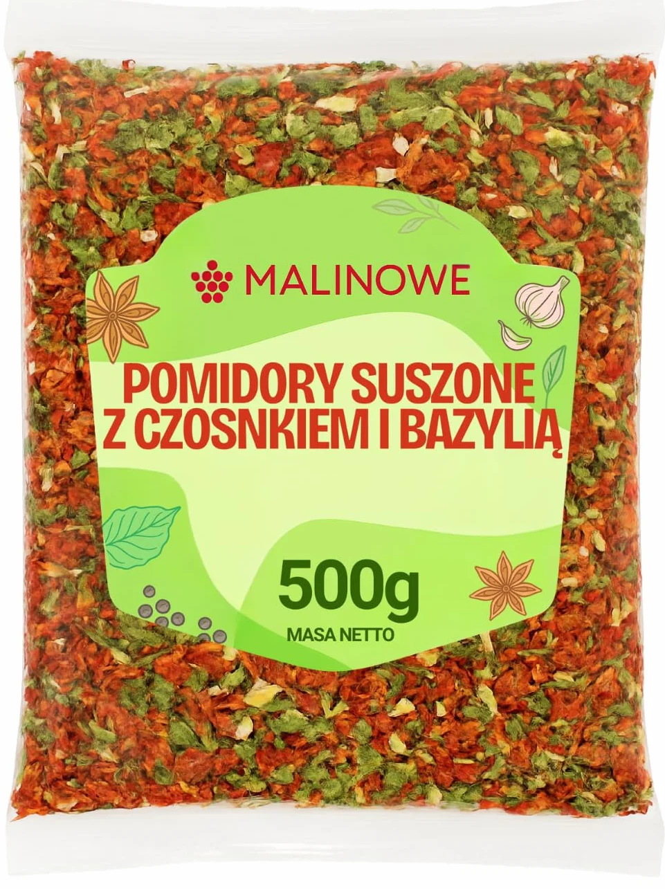 Pomidor Suszony z Bazylią i Czosnkiem Niedźwiedzim 500g Aromatyczna Mieszanka