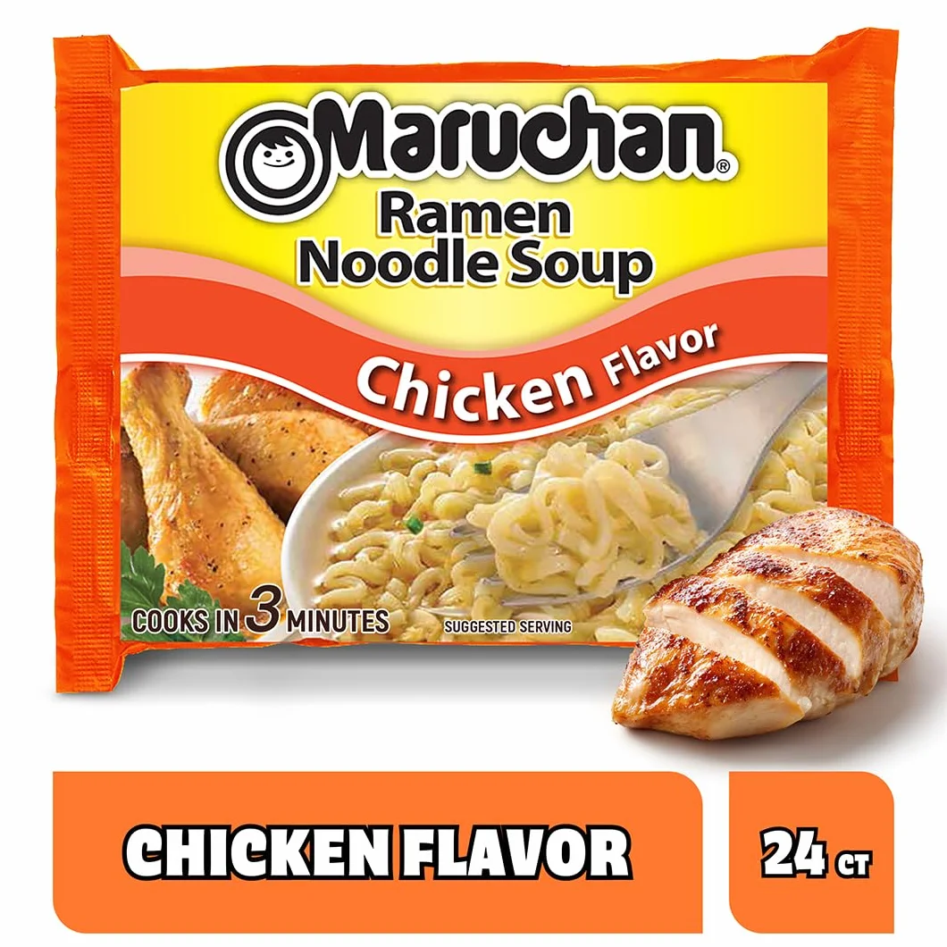 Maruchan Ramen Chicken, Instant Ramen Noodles, Ready to Eat Meals, 3 Oz, 24 Count