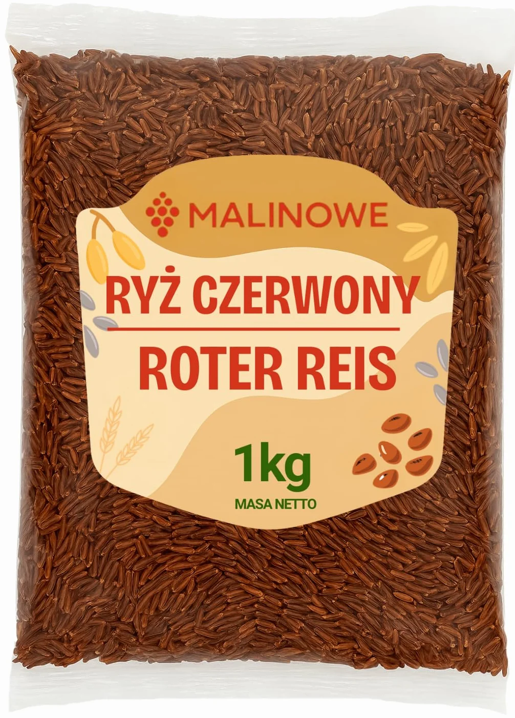 Malinowe Ryż Czerwony 1kg zdrowy wysoka jakość 1000g