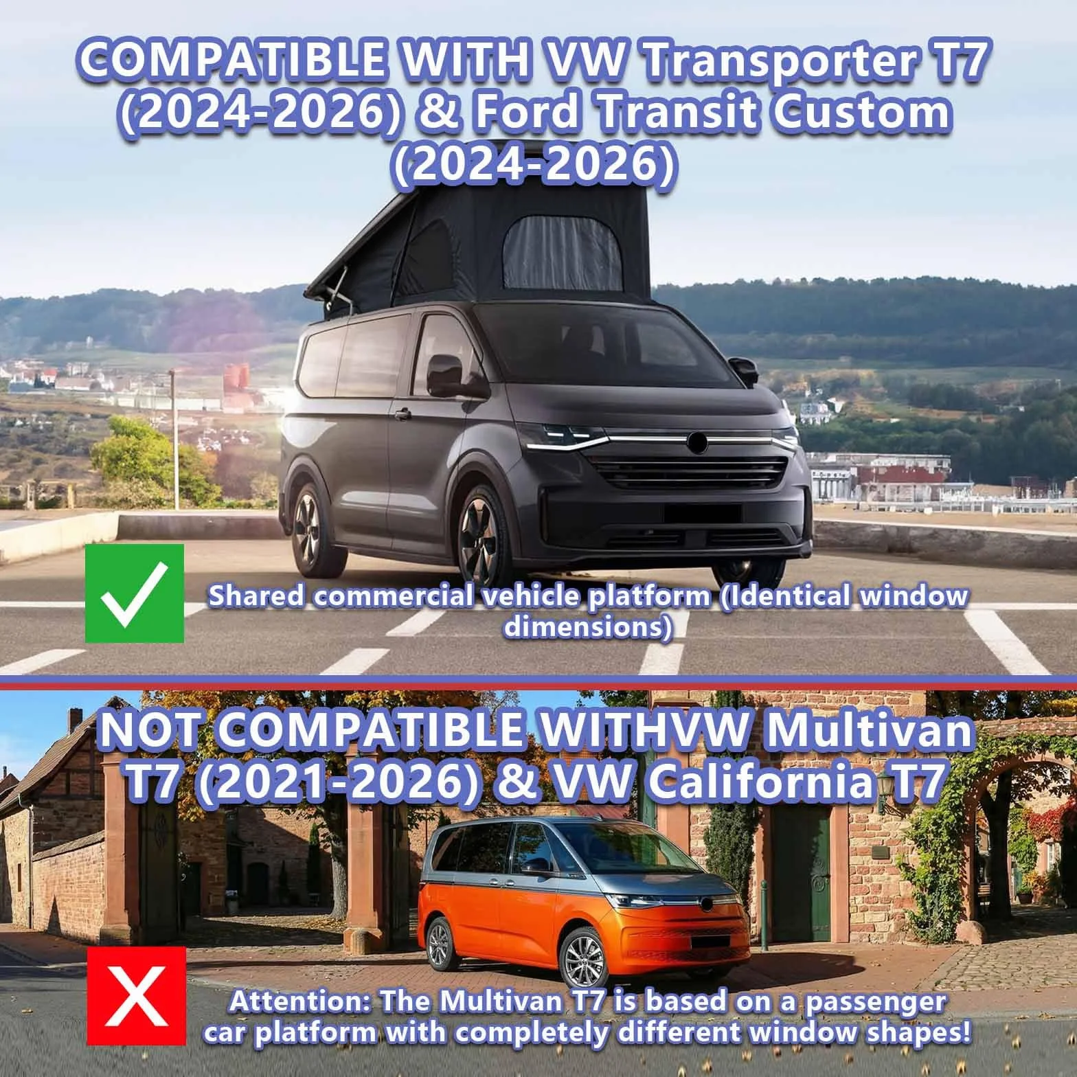 Osłona przedniej szyby kompatybilna z VW Transporter (2024-2026) | Ford Transit Custom & Tourneo Custom (2023-2026) | ochrona przed słońcem i mrozem na 4 pory roku | termiczna ochrona przed wysoką
