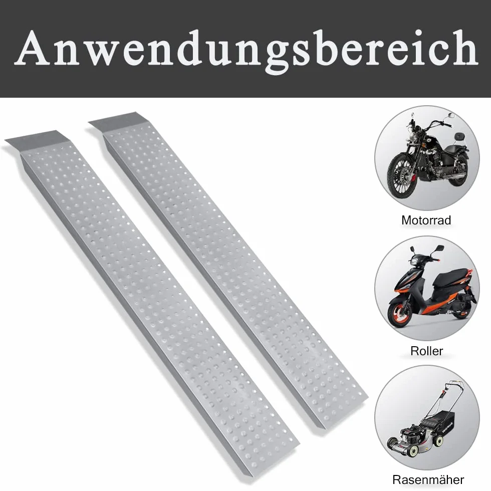UISEBRT 2 sztuki rampa najazdowa do 400 kg – rampa załadunkowa ze stali ocynkowanej, 135 cm, szyna załadunkowa, antypoślizgowa, rampa do przyczepy do samochodu, motocykla, przyczepy, kosiarki – 135 cm