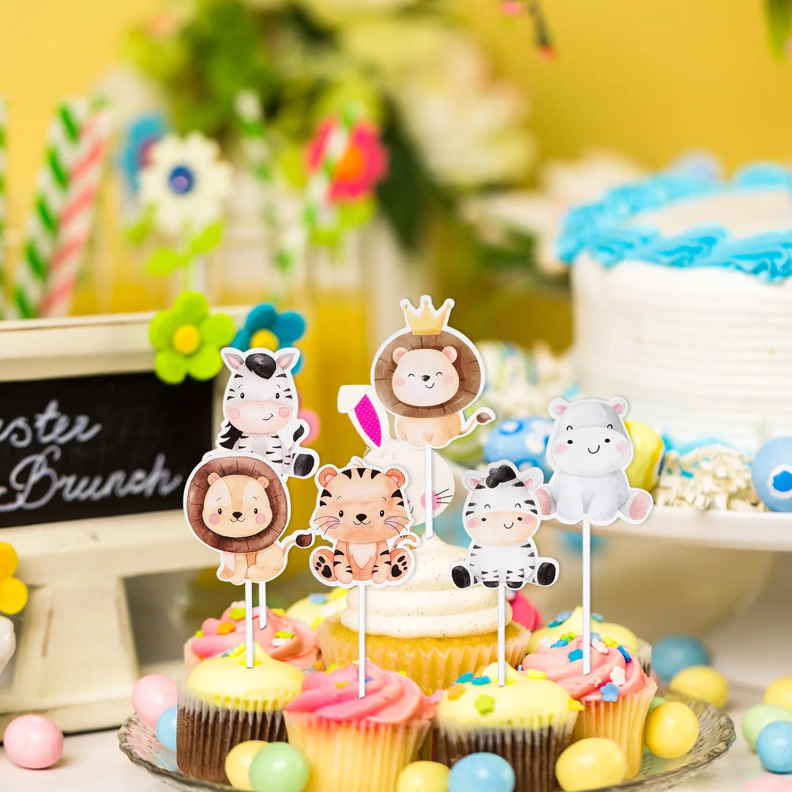 Zwierzęta dżungli toppery na babeczki safari baby shower urodziny