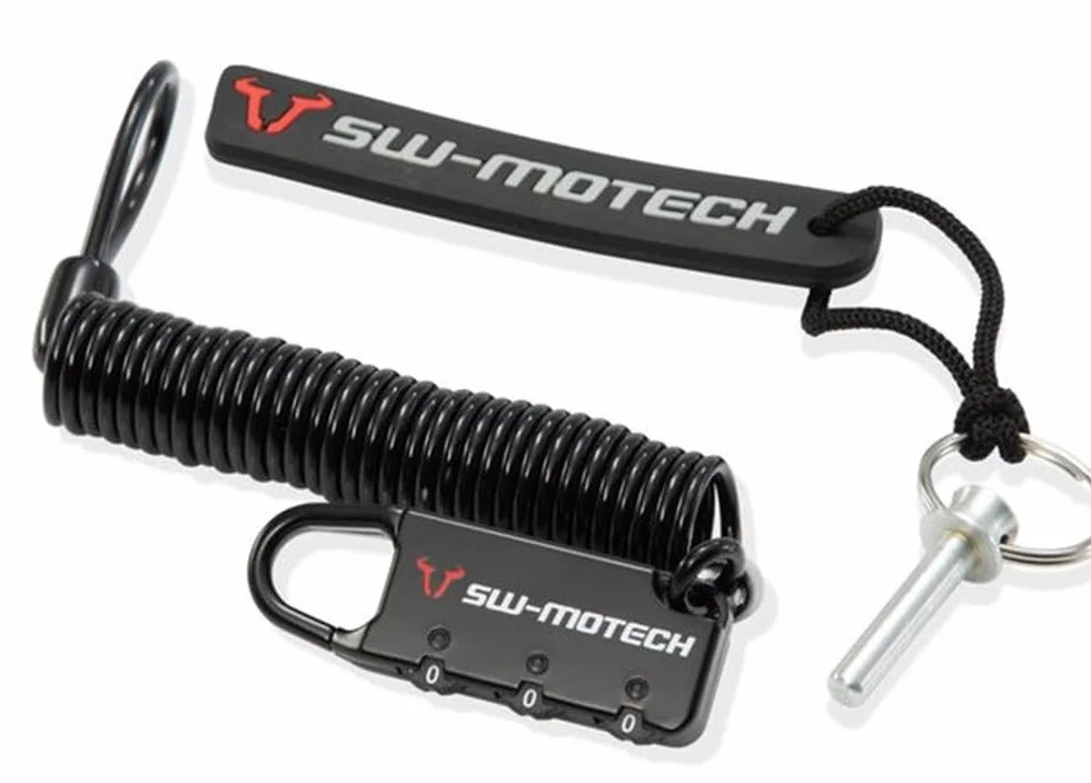 SW-MOTECH Zabezpieczenie przed kradzieżą do plecaka EVO, sworzeń zabezpieczający/zamek kablowy torby motocyklowej.