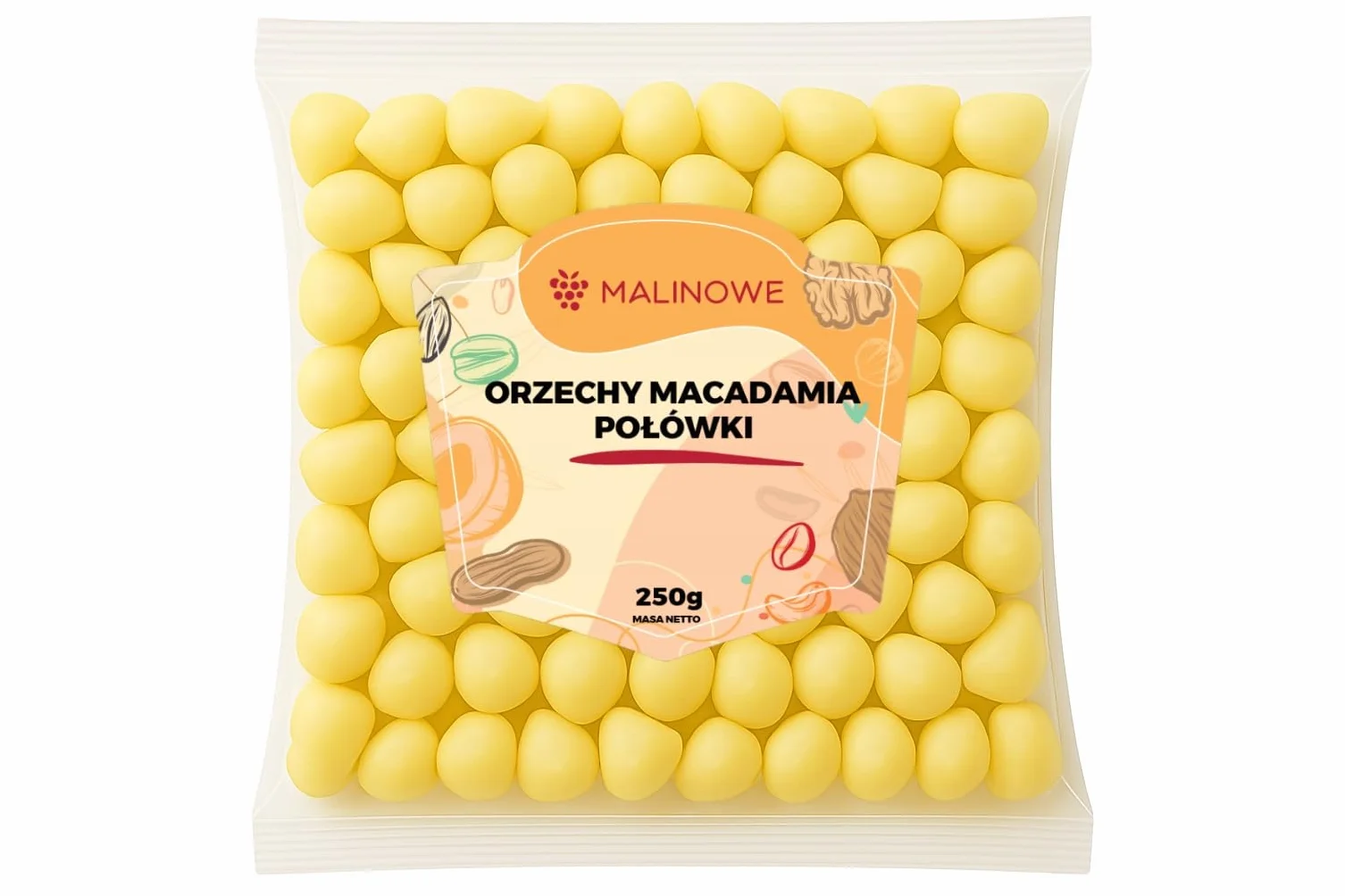 Orzechy Macadamia Połówki 250g Malinowe Naturalne Świeże