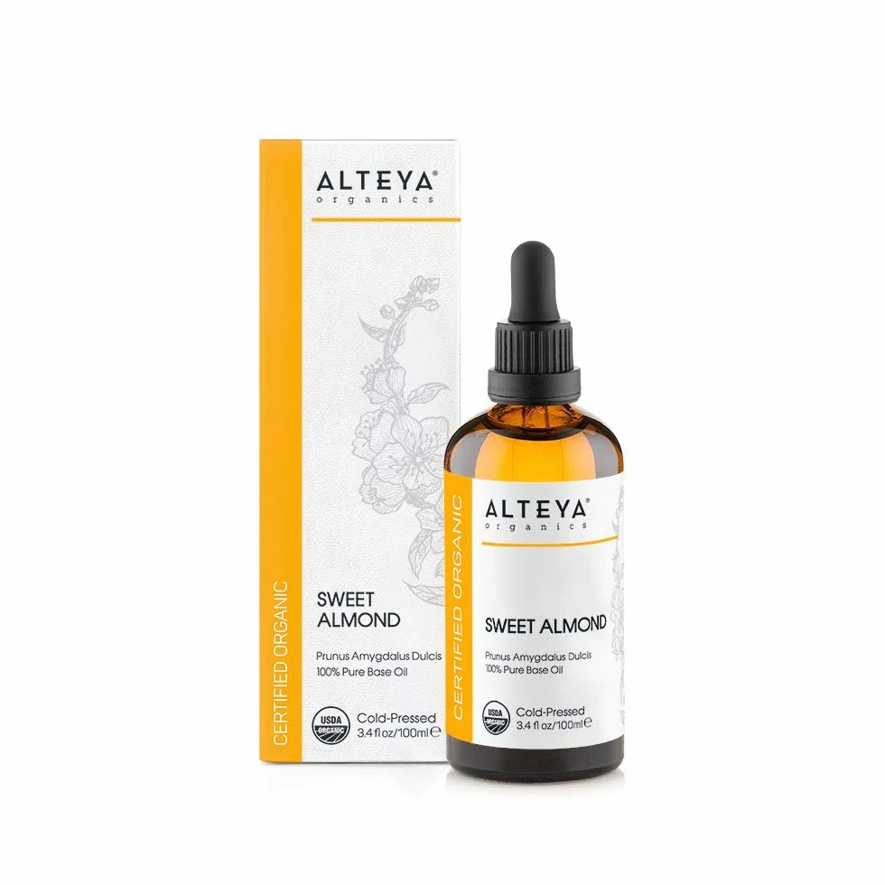 Alteya Organiczny olejek ze słodkich migdałów 100 ml - 100% certyfikowany przez USDA Organiczny naturalny olej nośny ze słodkich migdałów tłoczonych na zimno