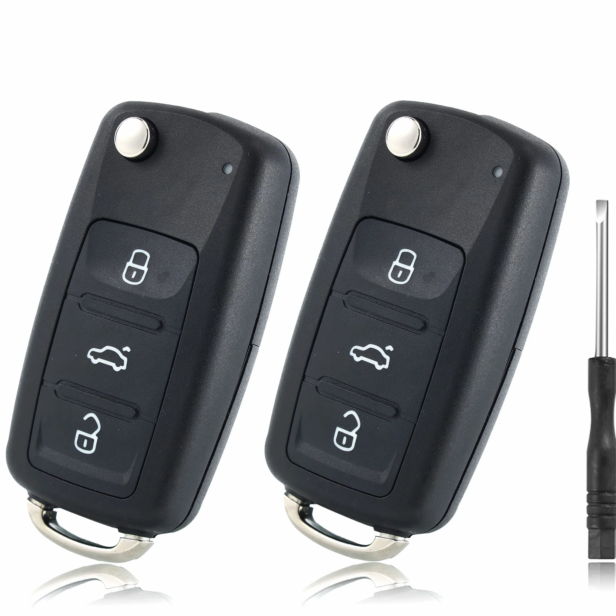 2 sztuki etui na klucze z pilotem, kompatybilne z etui na klucze VW, pokrowiec na klucze samochodowe kompatybilny z Polo MK6, Golf, Skoda, Tiguan, Touareg, Seat