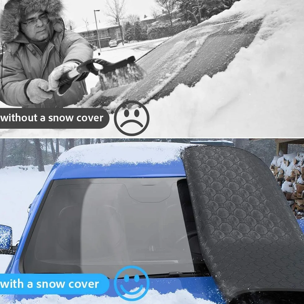 Osłona przedniej szyby samochodu przed gradobiciem i śniegiem, pogrubiona zimowa szyba przednia z wytrzymałym hakiem linowym i akcesoriami do pokrowca, pasuje do samochodów, SUV(152 x 124 cm)