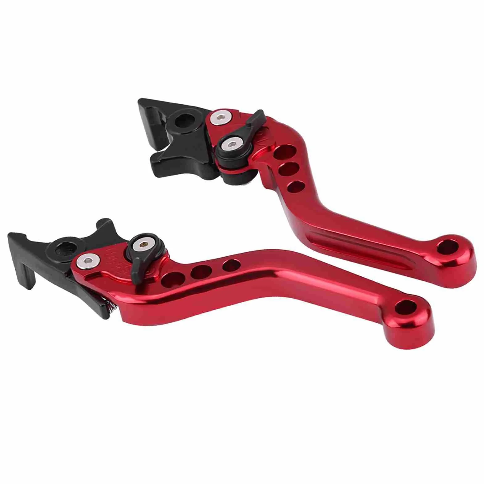 Para podwójnej dźwigni hamulca tarczowego,Czerwony kabel hamulcowy motocykl-dźwignia hamulca, 1 para CNC motocykl ze stopu aluminium modyfikacja skutera podwójna dźwignia hamulca tarczowego uniwersalna (czerwona)