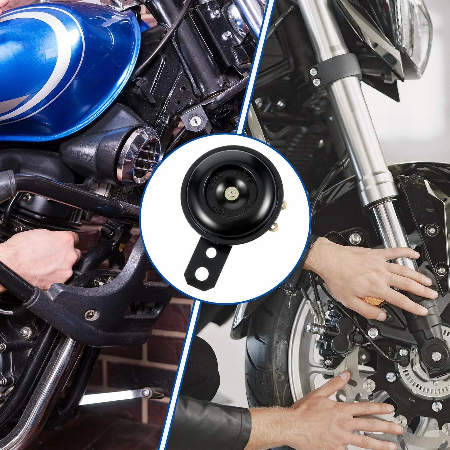 Klakson sygnalizacyjny, uniwersalny klakson motocyklowy, 12 V, głośny klakson, wodoszczelny, elektryczny klakson, czarny klakson samochodowy, okrągły głośnik do samochodu, motocykla, skutera