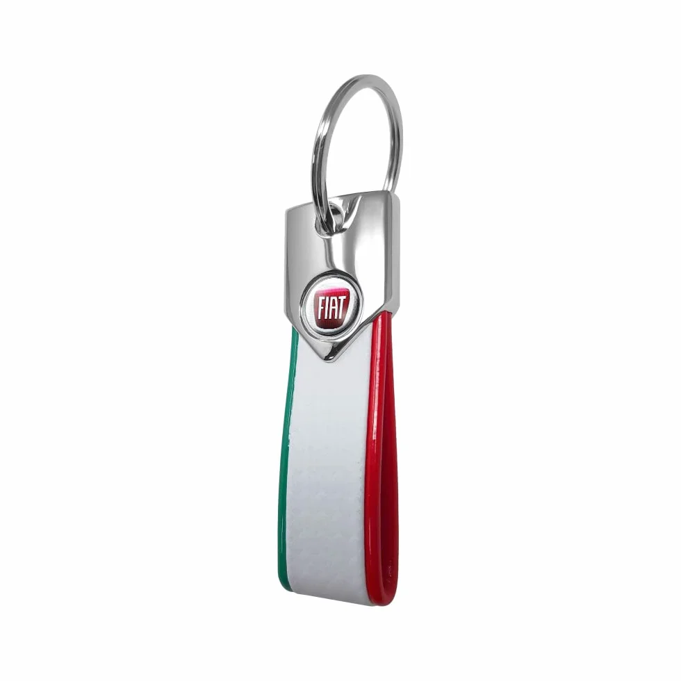 Fiat Oficjalny brelok do kluczy z pierścieniem węglowym Unisex - dla dorosłych, Trójkolorowy biały węgiel, Taglia unica, Ochrona