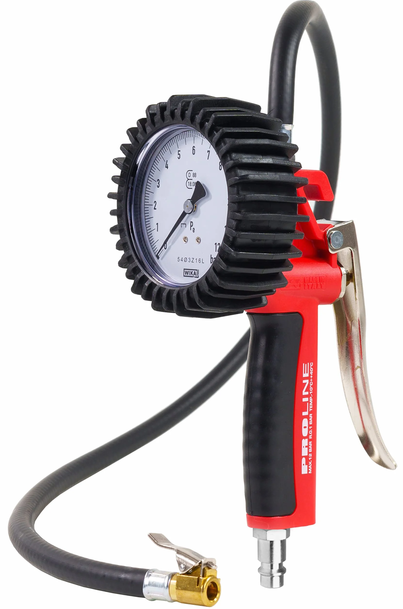 GAV Miernik do pompowania opon z manometrem WIKA 80 mm (skalibrowany) profesjonalny tester ciśnienia w oponach do samochodów, motocykli, ciężarówek i wielu innych