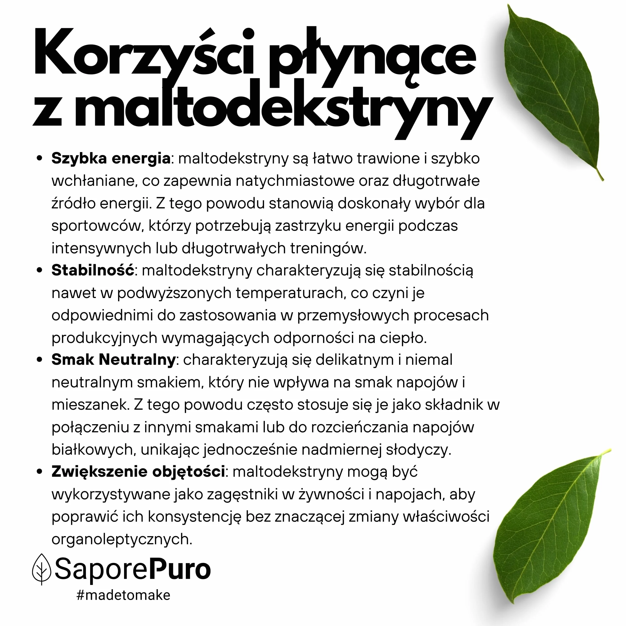 SaporePuro Maltodekstryna w proszku - 1500 gr