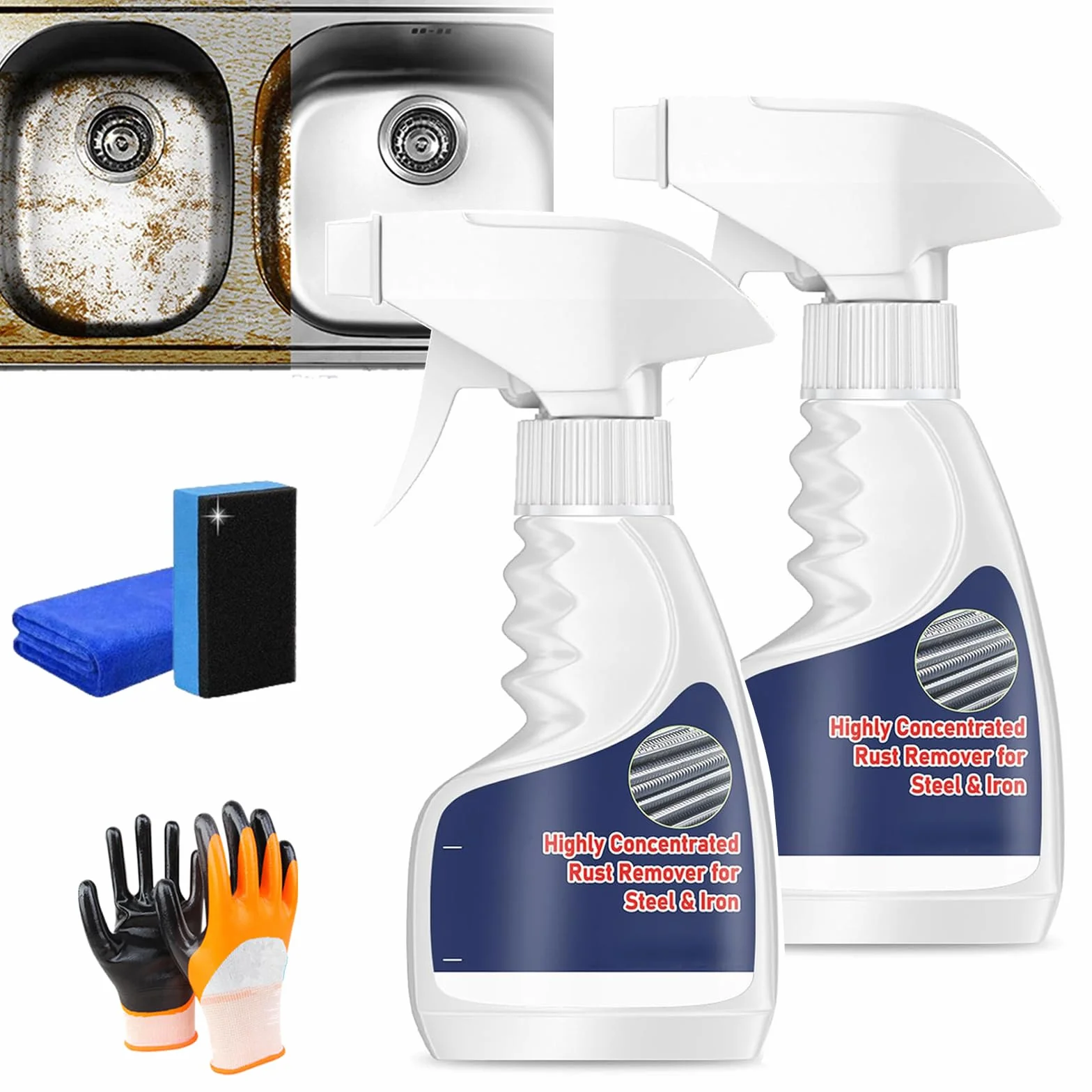 Wytrzymały metalowy odrdzewiacz, Acssart środek do usuwania rdzy, spray do usuwania rdzy, skutecznie usuwa rdzę z powierzchni metalowych do metalu, samochodu, stali (120 ml - 2 szt.)