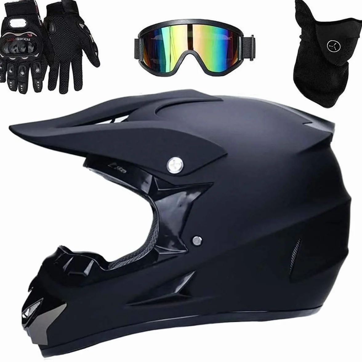Kask motocrossowy, młodzieżowy kask na całą twarz, terenowy kask motocyklowy z goglami, maską, rękawiczkami, Downhill Enduro, ATV, MTB, BMX, Quad, Dirtbike, Cross