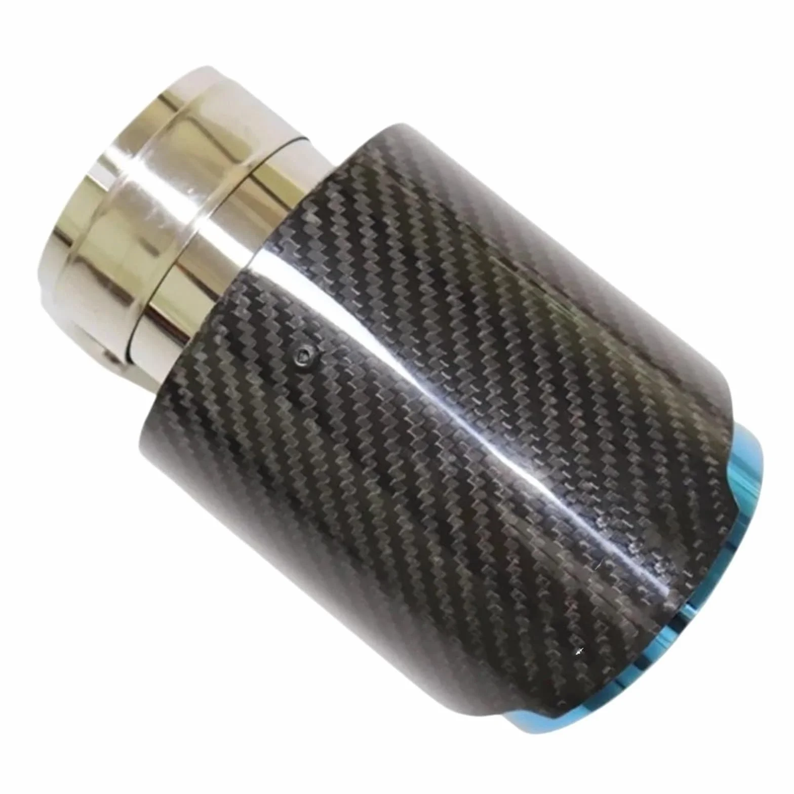 Car Silencer 1 szt. Uniwersalny samochód błyszcząca końcówka tłumika z włókna węglowego rura układu wydechowego tłumiki dysza prosta nierdzewna niebieska(60MM IN 89MM OUT)