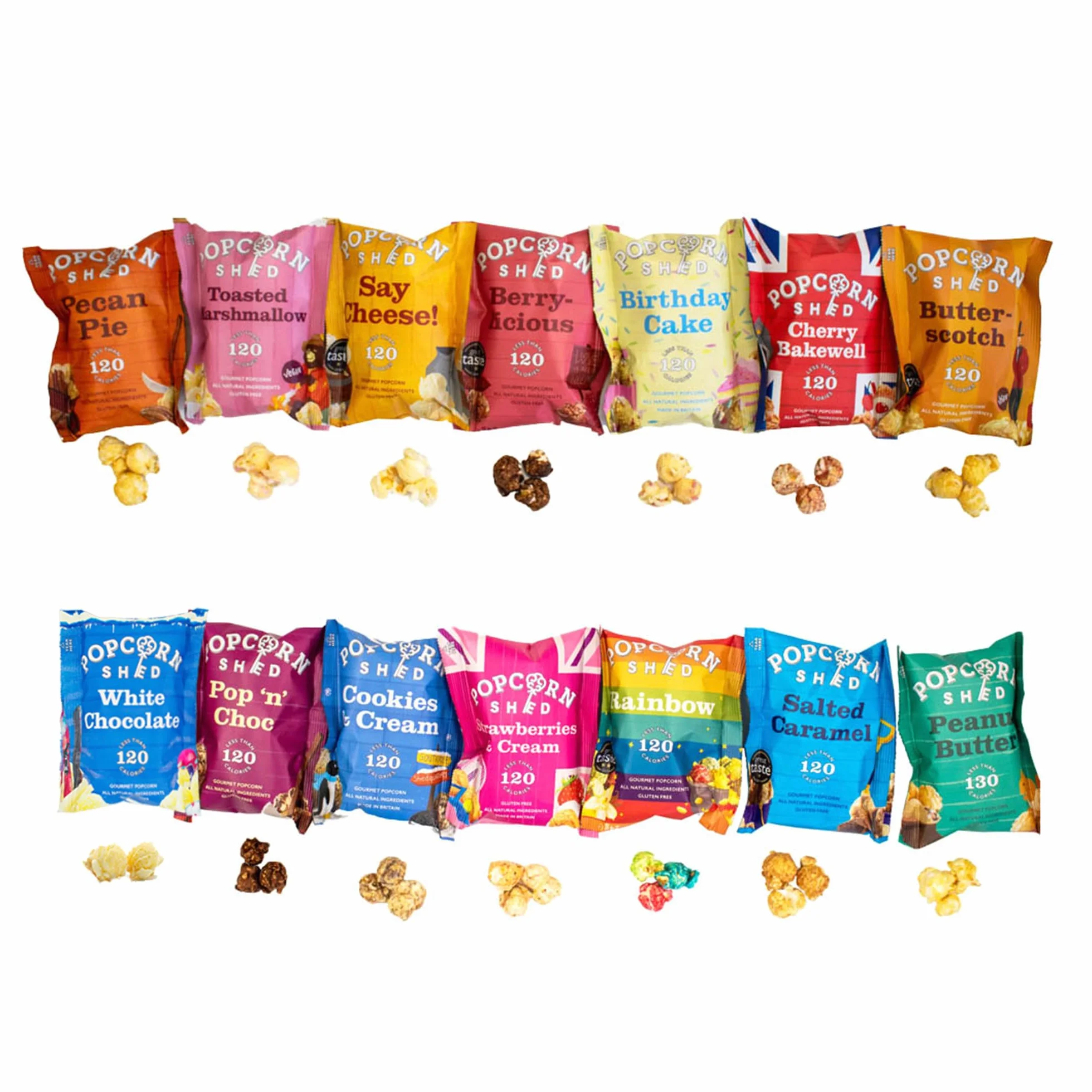 Popcorn Shed Snack Mix (14 sztuk) – wybór 14 różnych smaków, bezglutenowe, naturalne i wegetariańskie przekąski