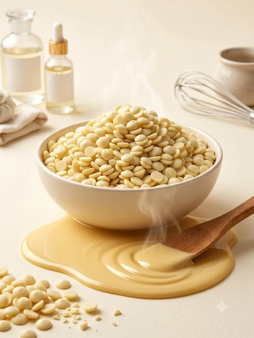 Tłuszcz kakaowy (masło kakaowe) w dropsach 100 g - 100% deodoryzowane, rafinowane, do deserów i kosmetyków