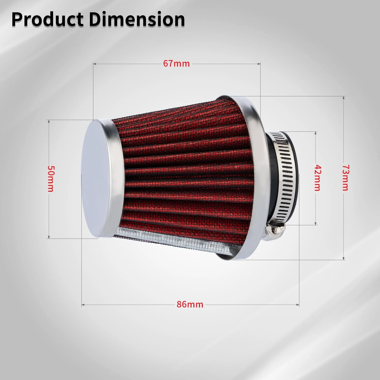 Evermotor Uniwersalny dwuwarstwowy filtr powietrza stalowy motocykl skuter ATV 48mm 49mm 50mm