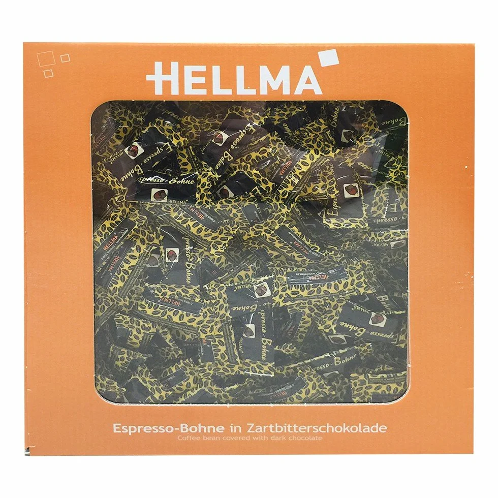 HELLMA ziarna espresso w delikatnej gorzkiej czekoladzie, 380 sztuk
