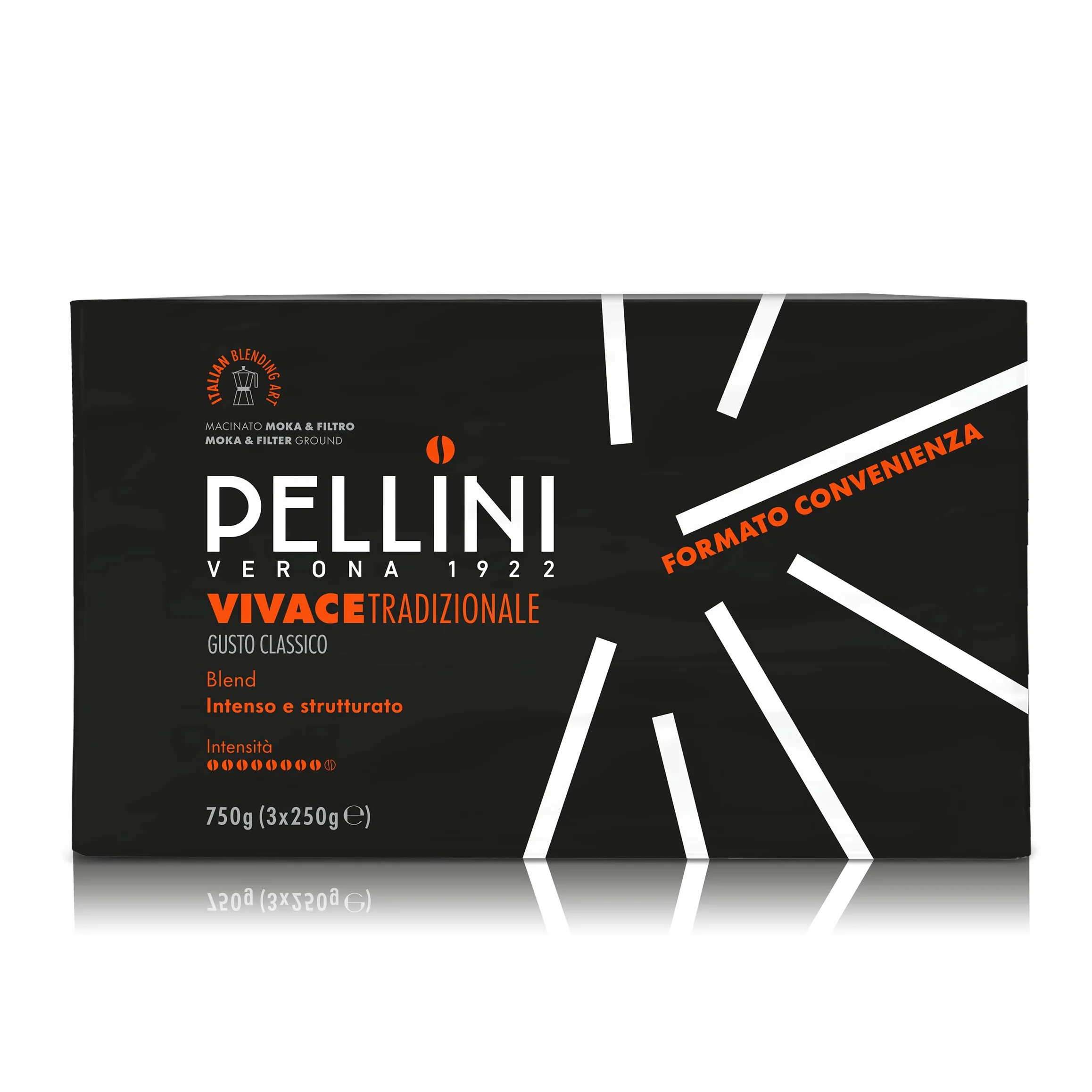 Pellini N.42 Tradycyjna kawa mielona do ekspresu do kawy o mocnym i intensywnym smaku, mieszanka Arabica i Robsta, mocne palenie, 3 opakowania po 250 g