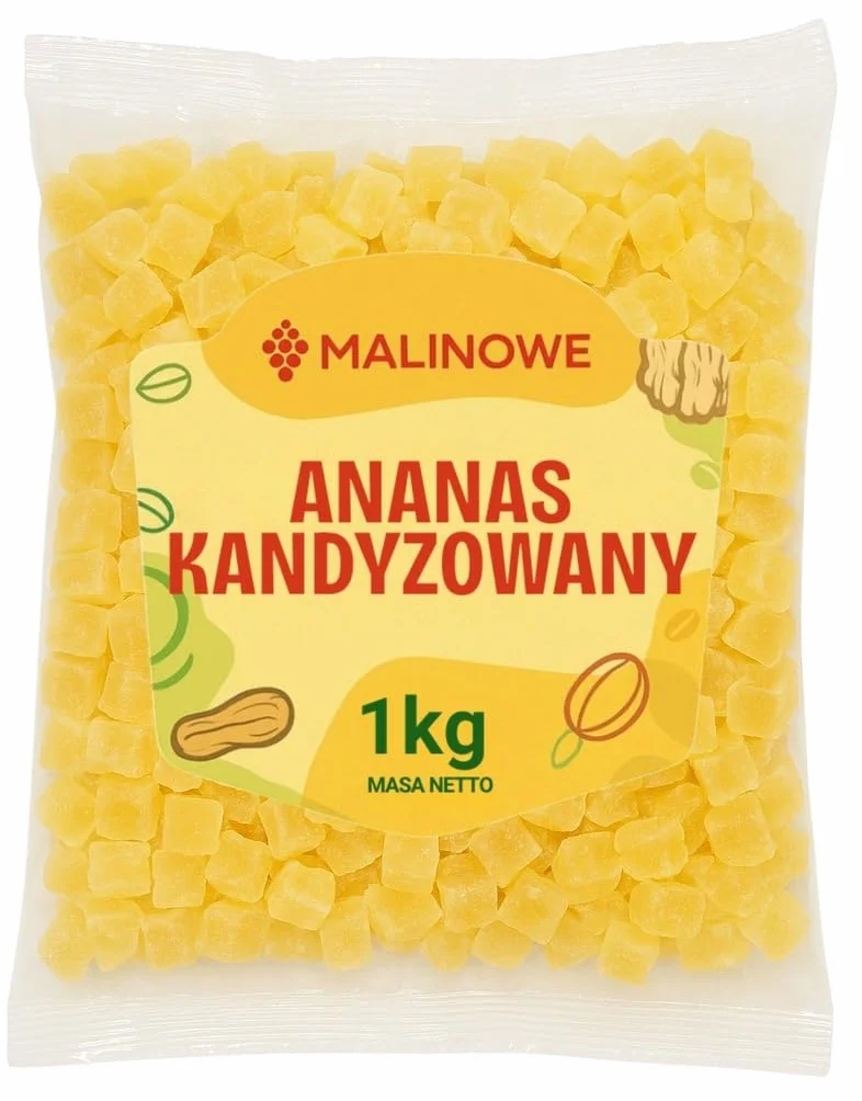 Malinowe ANANAS KANDYZOWANY KOSTKA 1kg Naturalny Premium