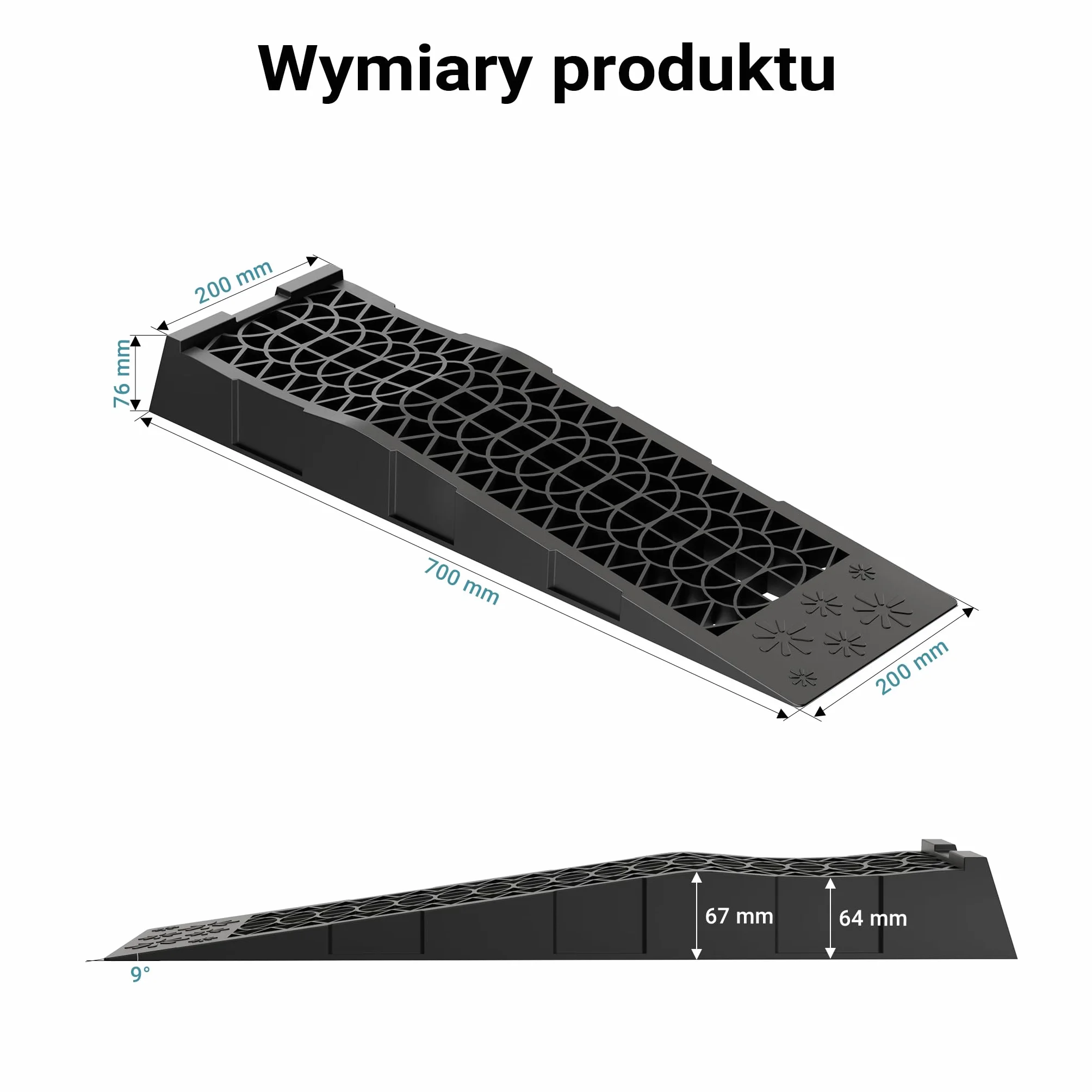 ‌XPOtool 2x Rampa wjazdowa 700x200x78mm bardzo płaska rampa samochodowa z tworzywa sztucznego do 3t