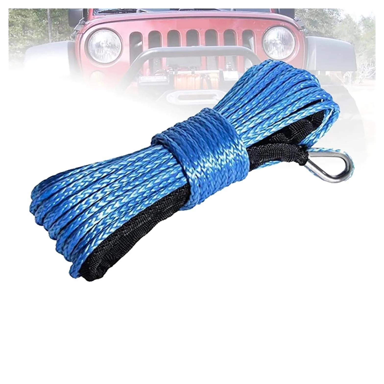 6 mm x 30 m syntetyczna lina do wyciągarek samochodowych pojazdów ATV UTV Heavy Duty z osłoną Akcesoria samochodowe Duża nośność(Blue)
