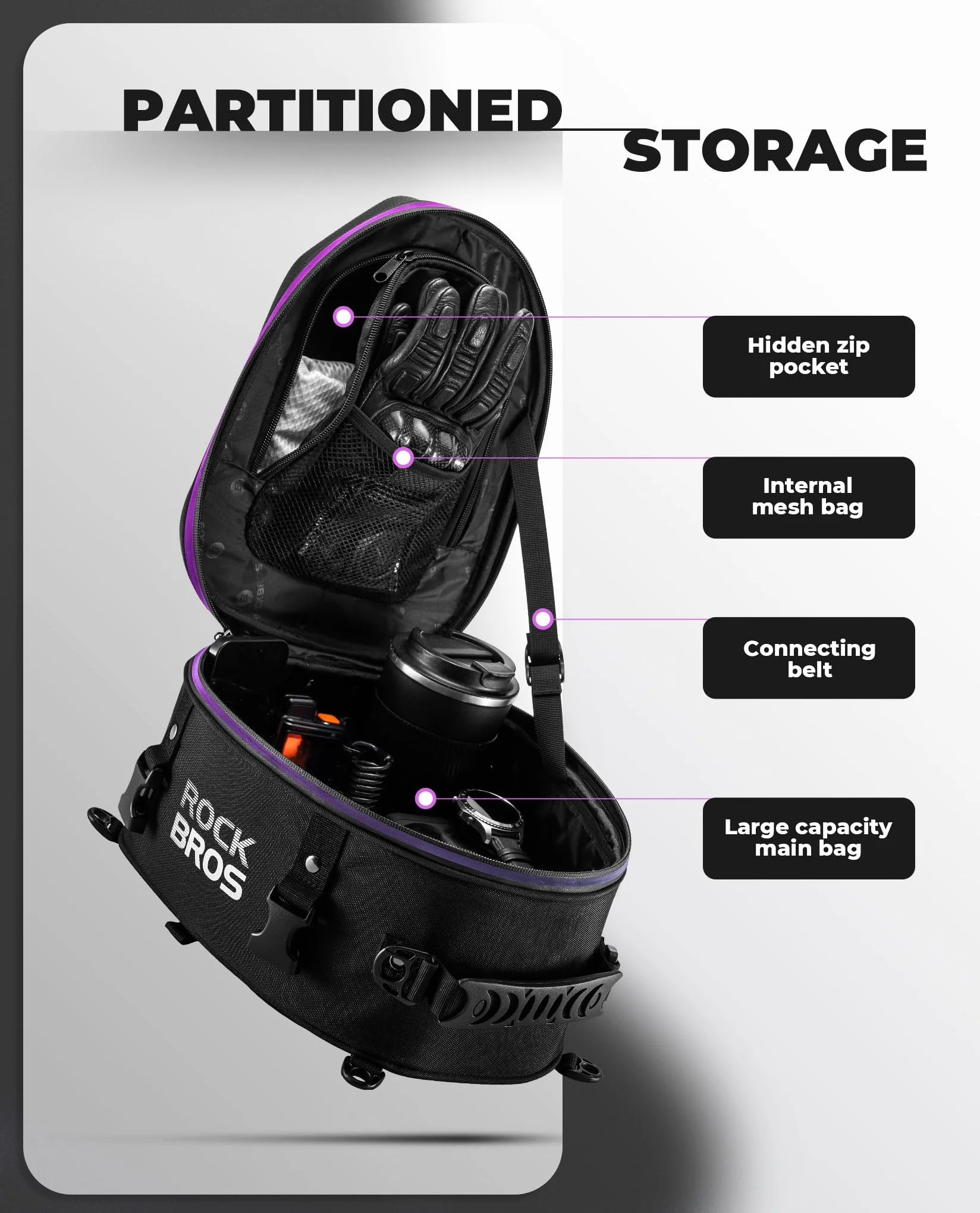 ROCKBROS Torba Na Tylne Siedzenie Motocyklowe Torba Na Siedzenie, 12,5 L Torba Na Bagaż Motocyklowy Plecak Z Paskami Wodoodporna Torba Motocyklowa Z Pokrowcem Przeciwdeszczowym Do Przechowywania