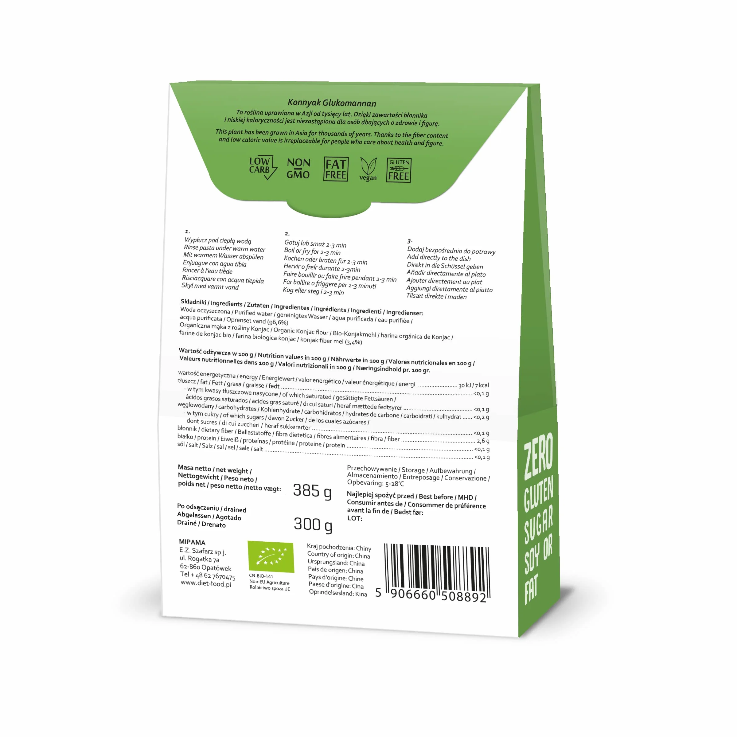 Bio Shirataki Noodles Makaron Konjakowy Niskowęglowy 300 g