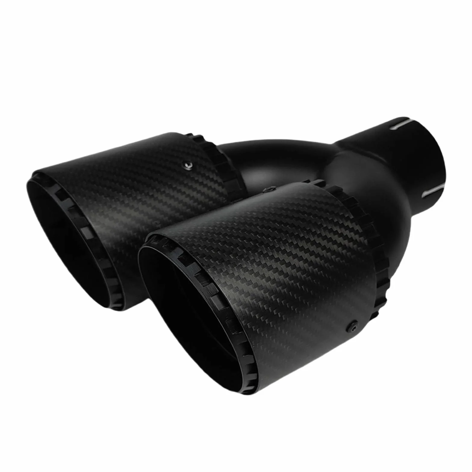 Tłumik tylny ze stopu aluminium z włókna węglowego, czarny podwójny wylot, matowy Tłumik Samochodowy(70mm-89mm-Left)