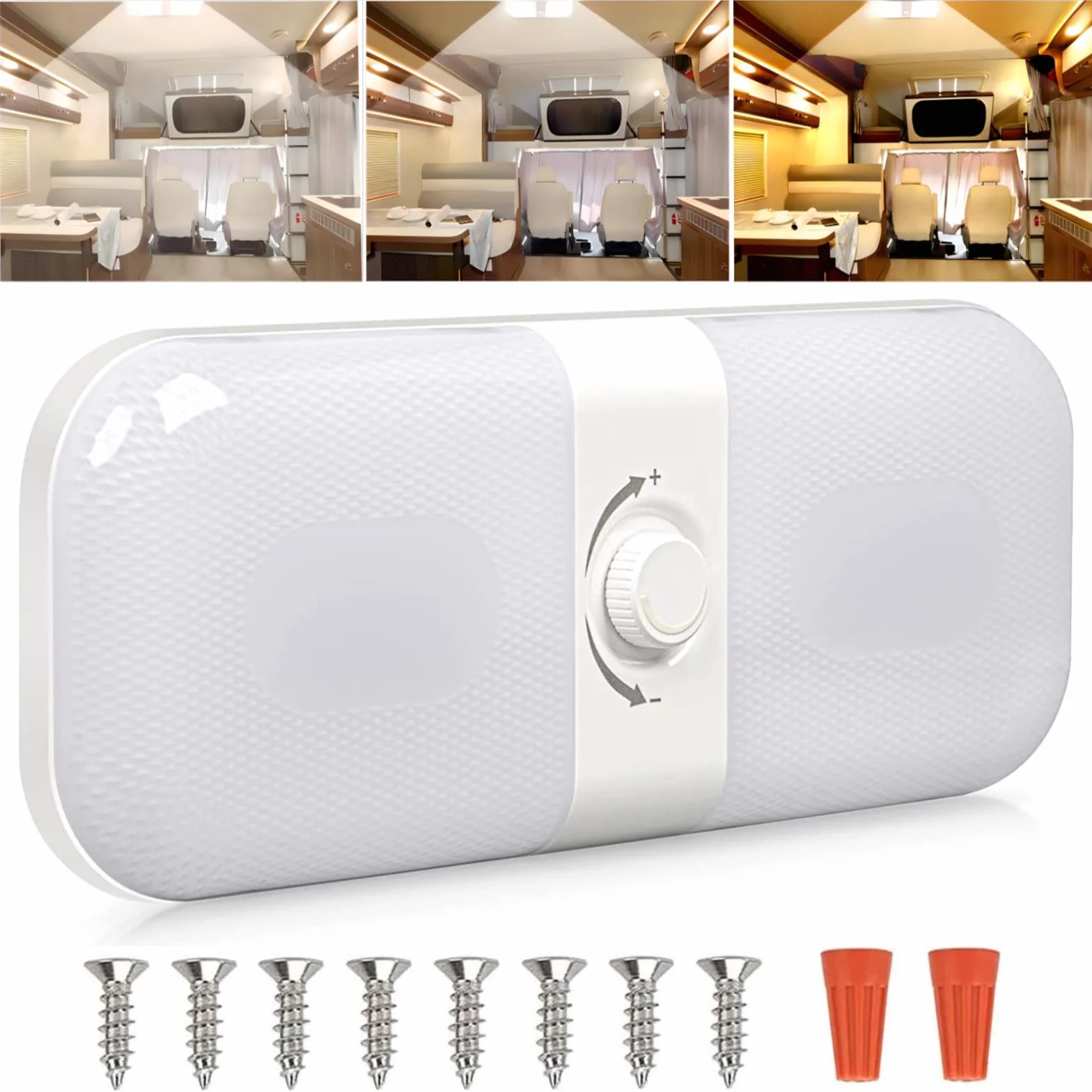 Lampy LED 12 V, do przyczepy kempingowej, możliwość ściemniania, oświetlenie dachu, z przełącznikiem, białe, żółte i ciepłe światło, oświetlenie wnętrza samochodu, DC 12-24 V, do samochodów