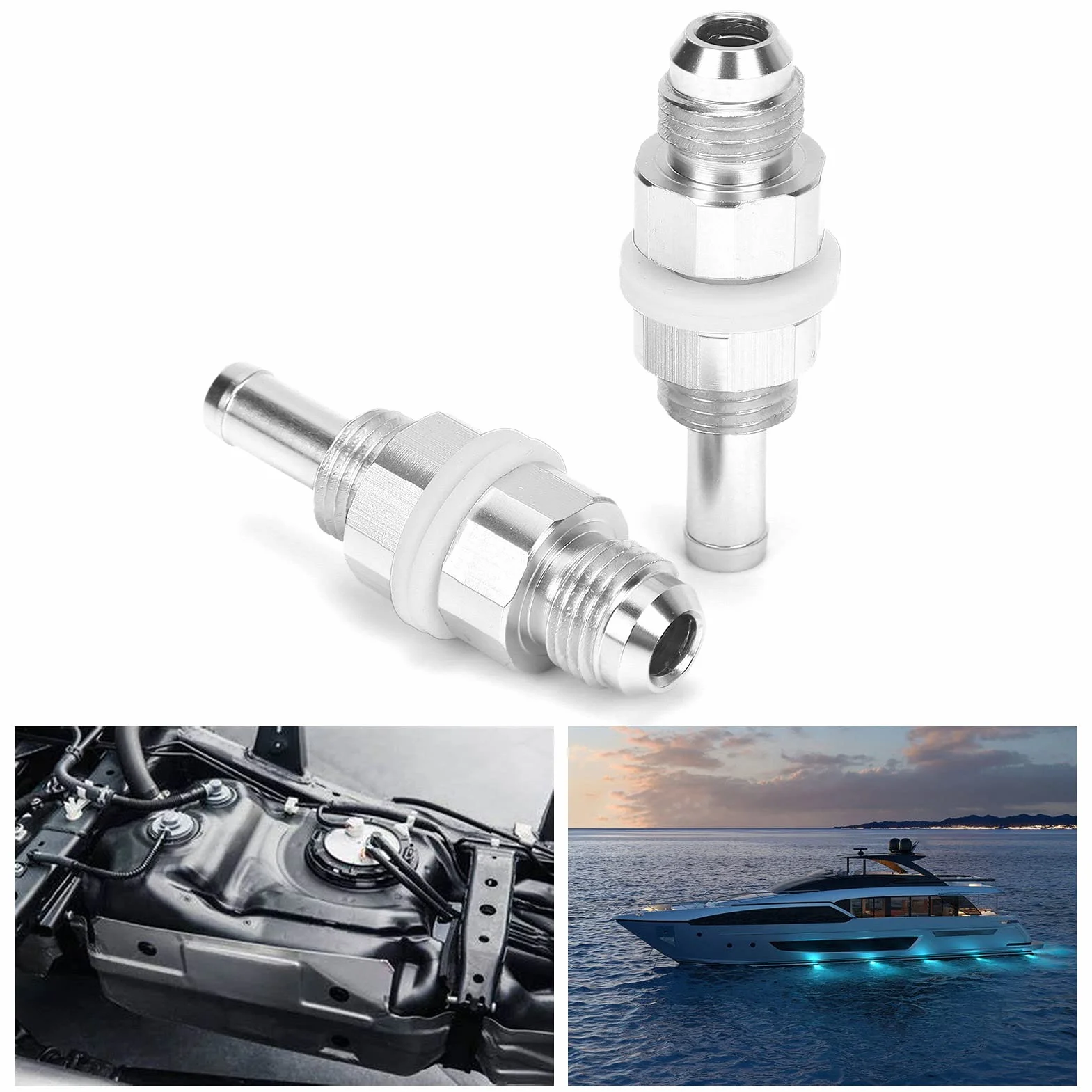 Adapter króćca do węża, 2 szt. AN6-5/16 króciec do węża, aluminiowa złączka zbiornika pompy paliwa do gumowych plastikowych nylonowych przewodów paliwowych