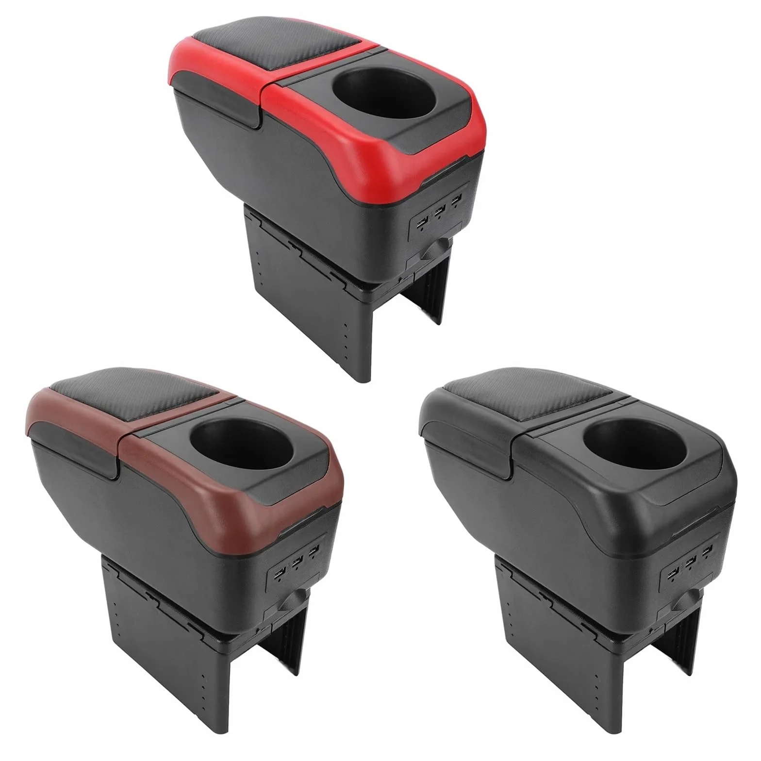 pokrowiec na podłokietnik Ochrona Podłokietnika Uniwersalny organizer na podłokietnik samochodowy z 6 portami ładowania USB, dwuwarstwowy, do konsoli samochodowej w podłokietniku(GRAY)