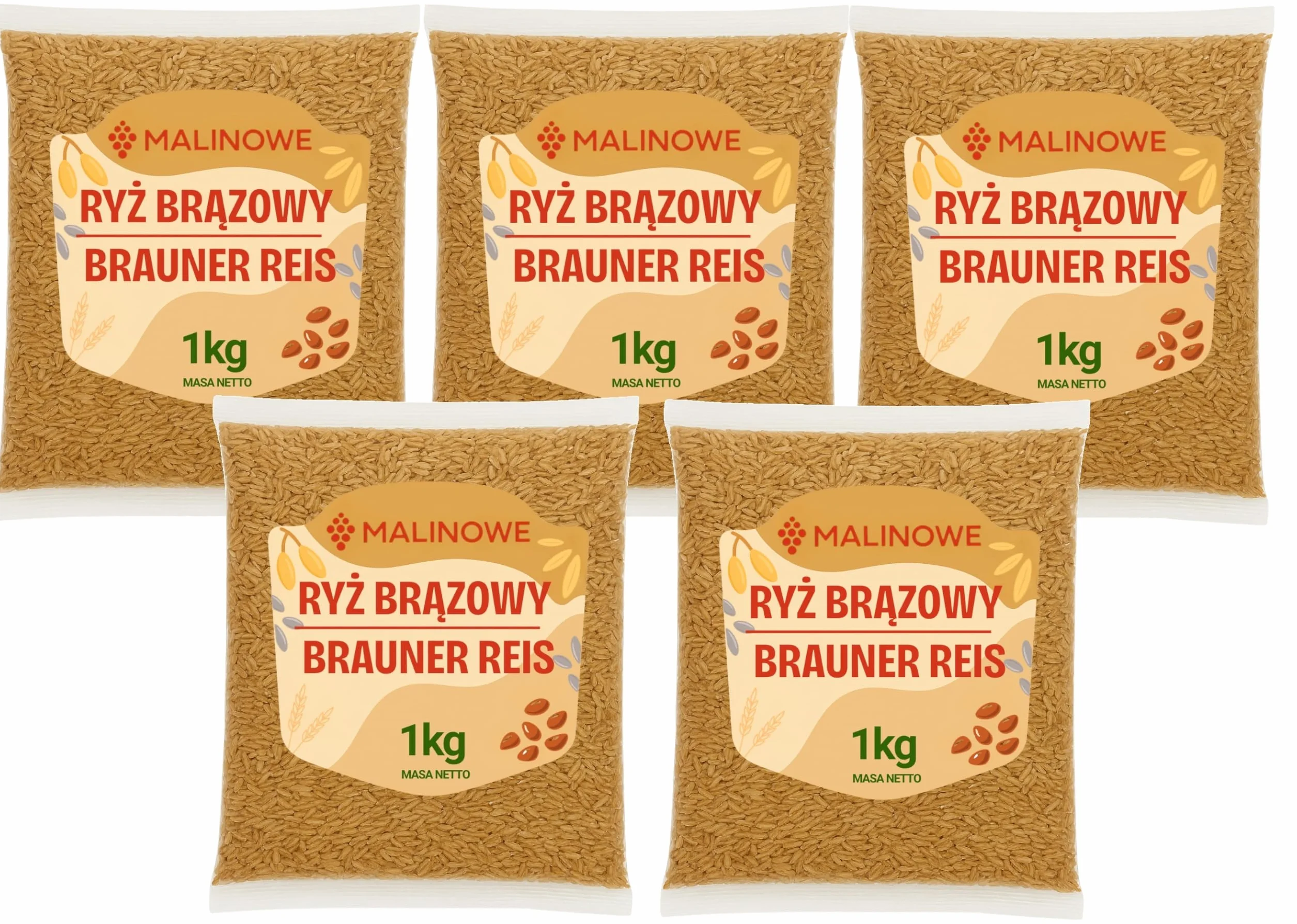 MALINOWE ZESTAW RYŻ BRĄZOWY 5kg NATURALNY WYSOKA JAKOŚĆ