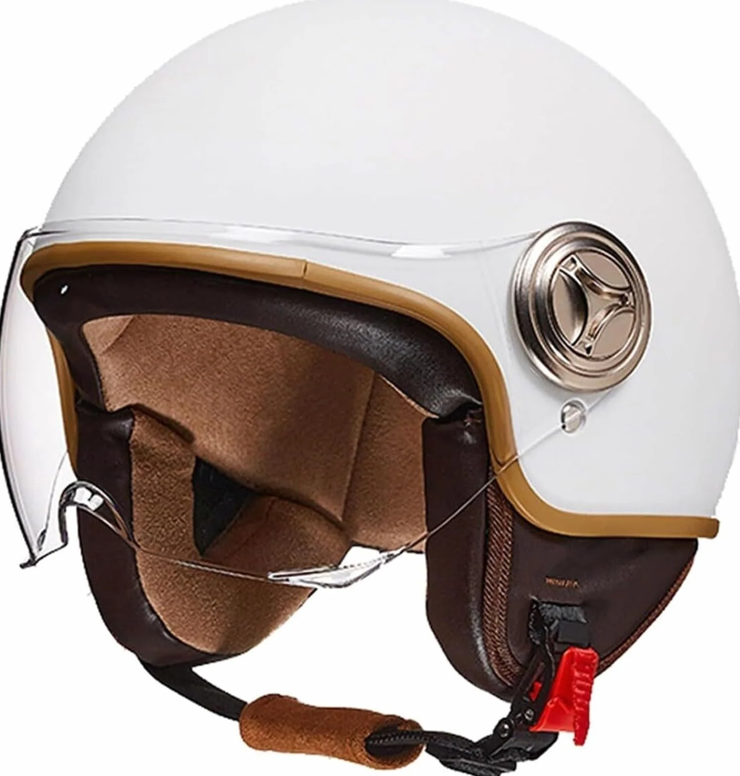 Półotwarty kask motocyklowy 3/4 w stylu retro z wizjerą słoneczną, certyfikat ECE/DOT, dla dzieci, młodzieży, mężczyzn i kobiet, do skuterów, rowerów i cruiserów