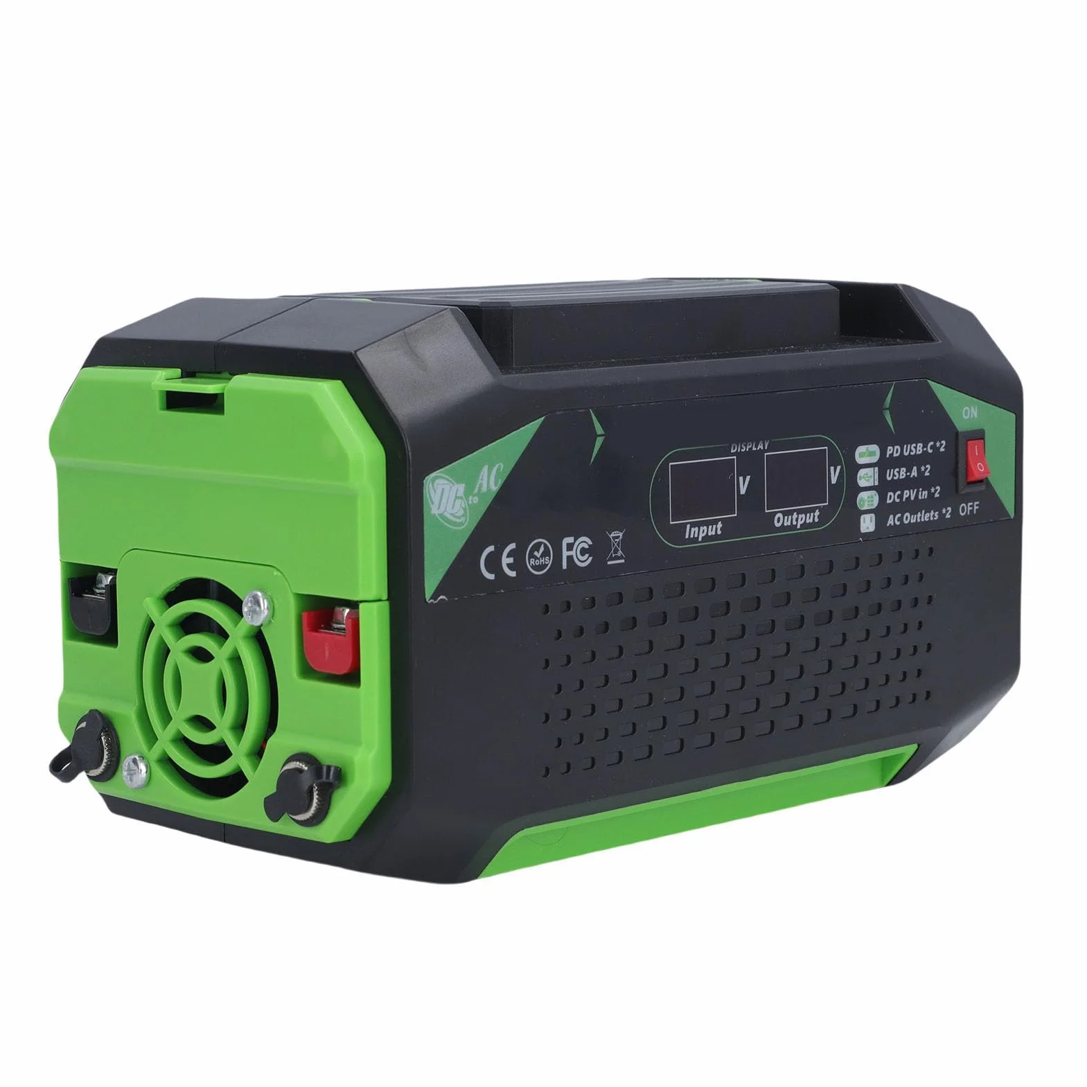 CHICIRIS Falownik Samochodowy, Zmodyfikowana Fala Sinusoidalna ABS Przetwornica Zasilania Pojazdu 12 V na 220 V 500 W z Wyświetlaczem LCD 2 Gniazda 2 Porty USB, Do Podróży Kemping Wycieczki Drogowe