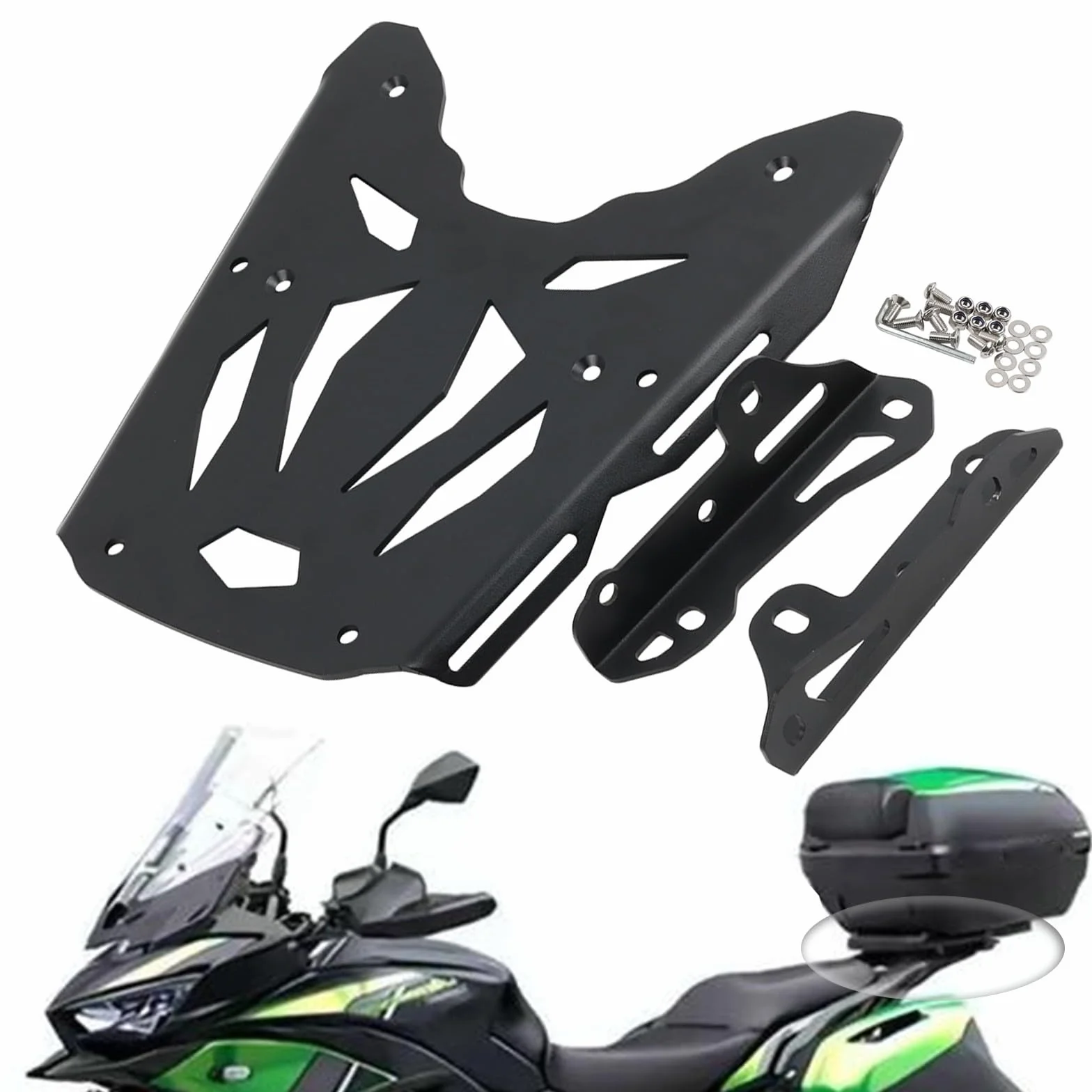Uniwersalny bagażnik motocyklowy na tył Kompatybilny z Versys 650 Versys650 2015-2023 Uchwyt na ładunki Stabilny uchwyt na topcase Podpora Wspornik Pokrywa Przedłużka Uchwyt na półkę Akcesoria (15-23)