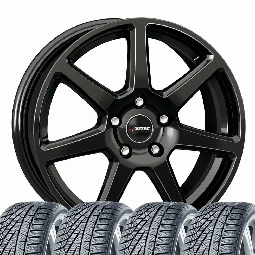 4 zimowe kompletne koła 7x17 ET 51 5x100 czarne z 215/45 R17 91H CON WinterContact TS 870 XL FR Evc kompatybilne z Seat Ibiza