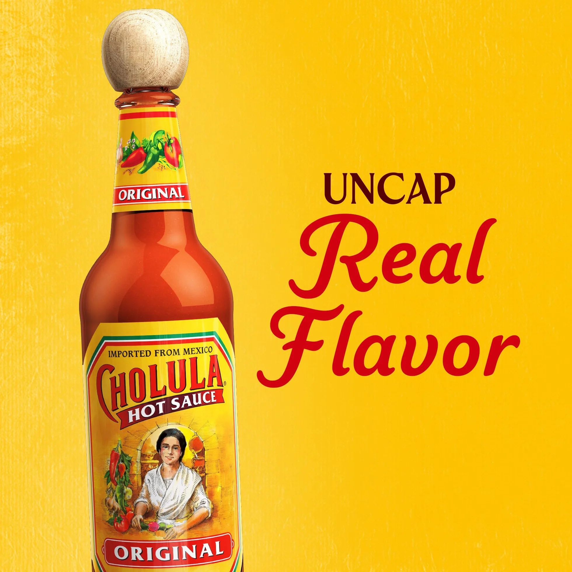 Cholula Oryginalny gorący sos z drewnianą nakładką, 5 oz