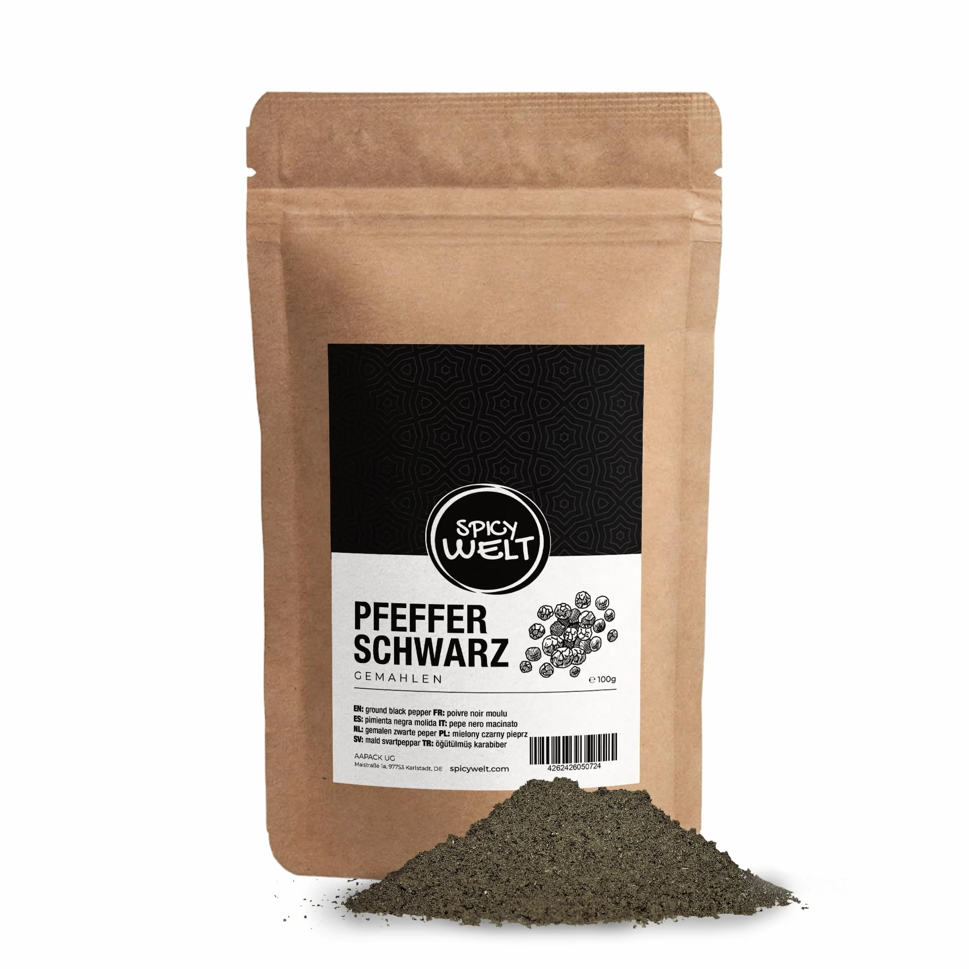 Spicy Welt Pieprz Czarny Mielony (100g) – Zmielony Pieprz do Zup, Sosów, Pierogów, Sałatek, Ryb i Drobiu | Aromatyczny, Wyrazisty, Pikantny | 100% Naturalny, Bez Dodatków