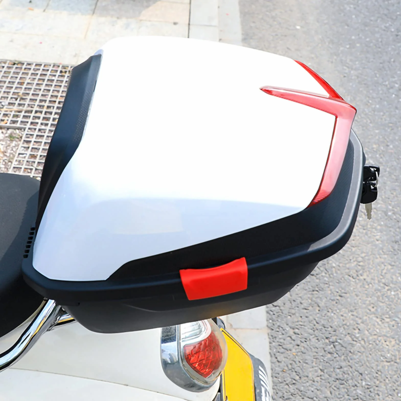 Uniwersalny Wodoodporny Bagażnik Motocyklowy Górny Kufer Dużej Pojemności Biały