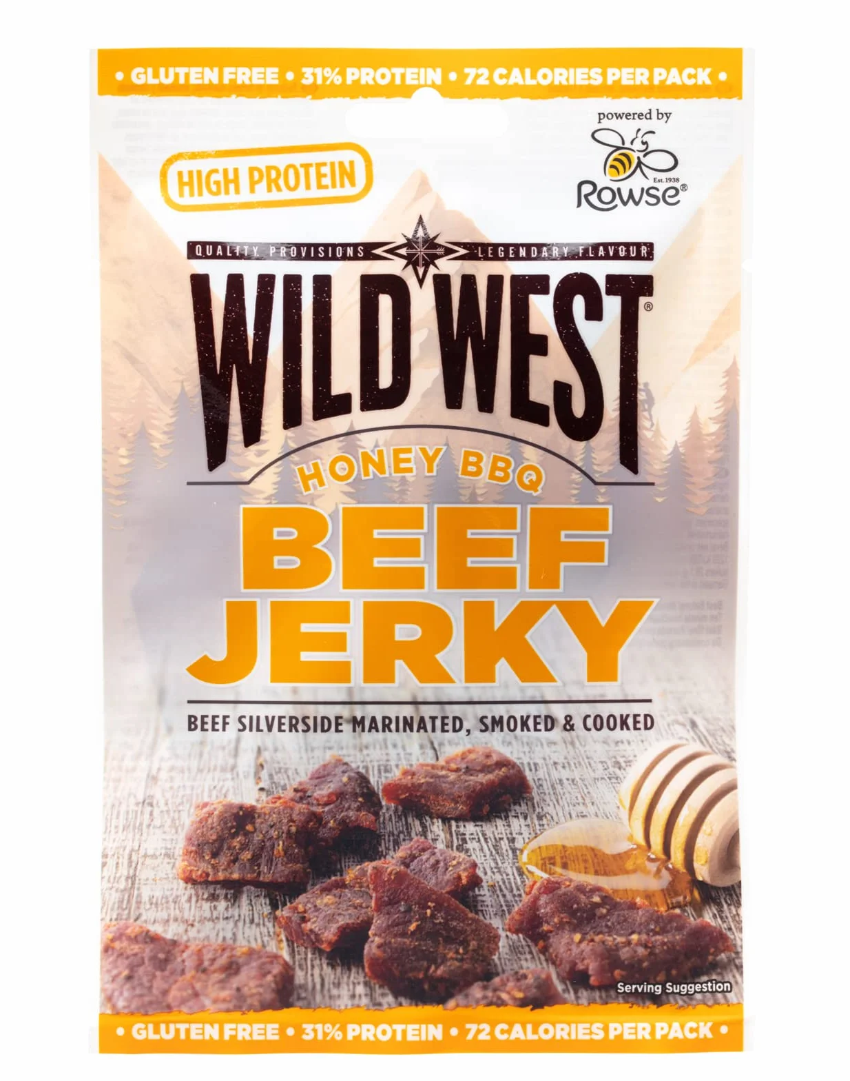 Wild West Beef Jerky, wysokobiałkowa suszona wołowina, przekąska proteinowa Beef Jerky, 16x25g Mix Box z suszoną wołowiną, 6x smak oryginaln, 6x BBQ z miodem, 4x jalapeno
