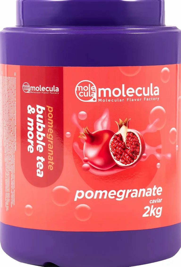 Original Popping Boba Fruit Pearls for Bubble Tea - 2 kg - Bez sztucznych barwników, prawdziwe soki owocowe - Mniej cukru - 100% wegańskie i bezglutenowe (GRANAT)
