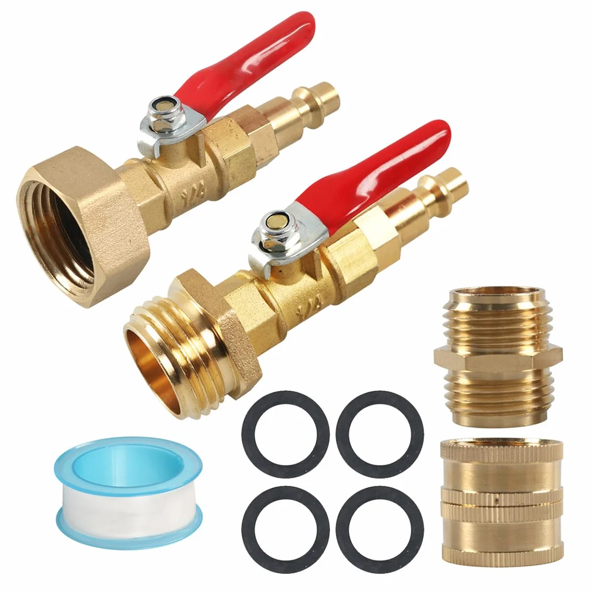 Winterize Blowout Adapter z 1/4 '' męskim szybkim połączeniem i 3/4'' męskim gwintem GHT RV Blowout połączonym z zaworem