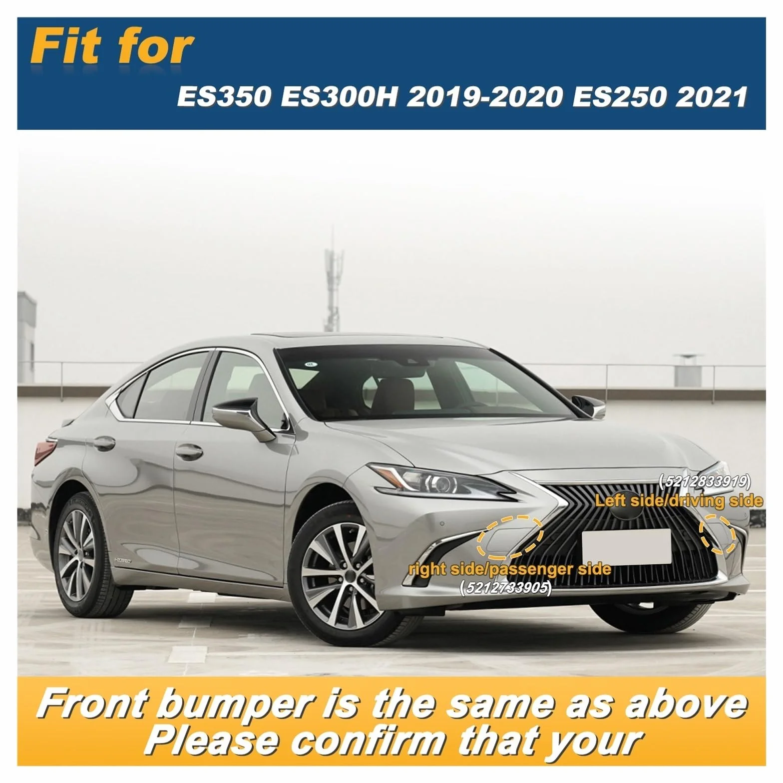 Dla, for Lexus, dla ES350 ES300H 2019-2020 ES250 2021 5212833919 5212733905 lewy prawy, przedni zderzak hak holowniczy czapka holownicza osłona oczu Osłona oczka haka holowniczego zderzaka(Wh