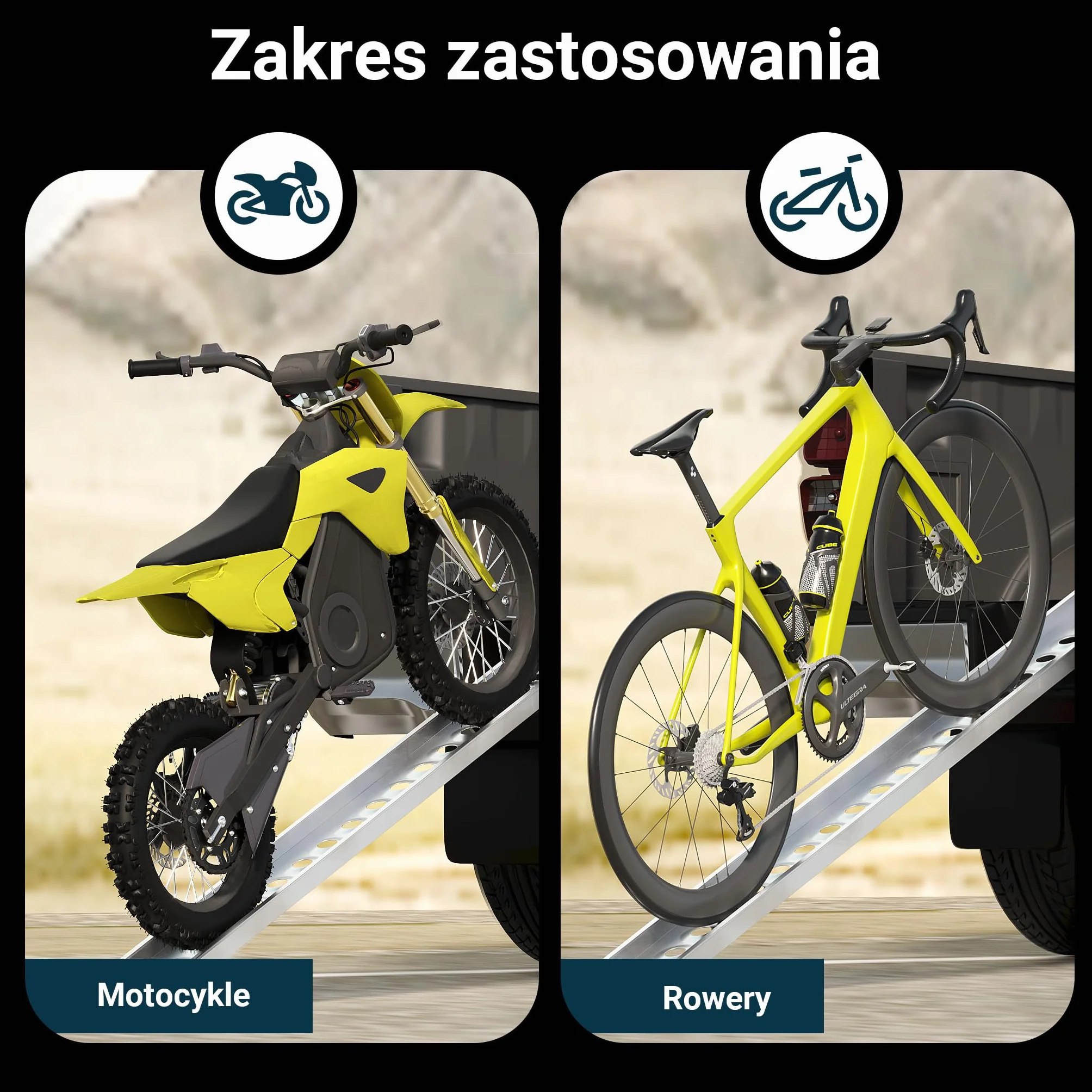 Wiltec Rampa najazdowa o długości 192 cm i udźwigu 182 kg z aluminium, lekka do przechowywania, do załadowania motocykli, profilowana powierzchnia