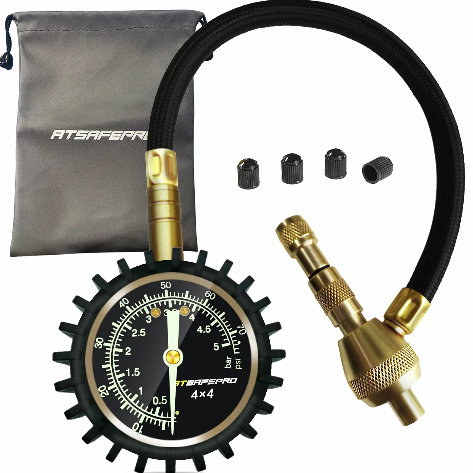 Manometry do opon samochodowych, zestaw do naprawy opon ATsafepro 2 w 1 75Psi ze specjalnym uchwytem do dużych opon terenowych 4X4