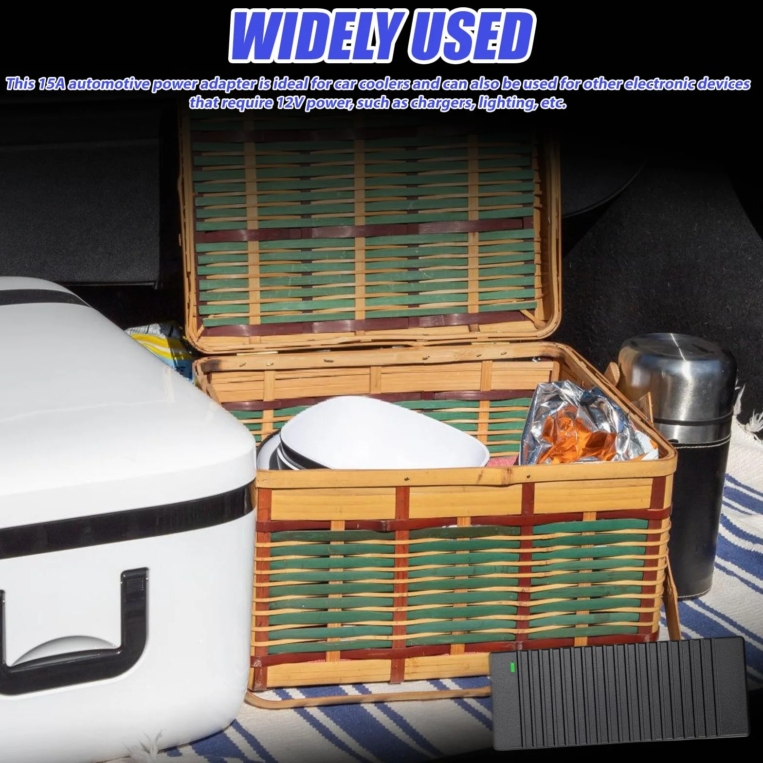 Zasilacz samochodowy 15A 220V na 12V transformator napięcia przenośny adapter do lodówki