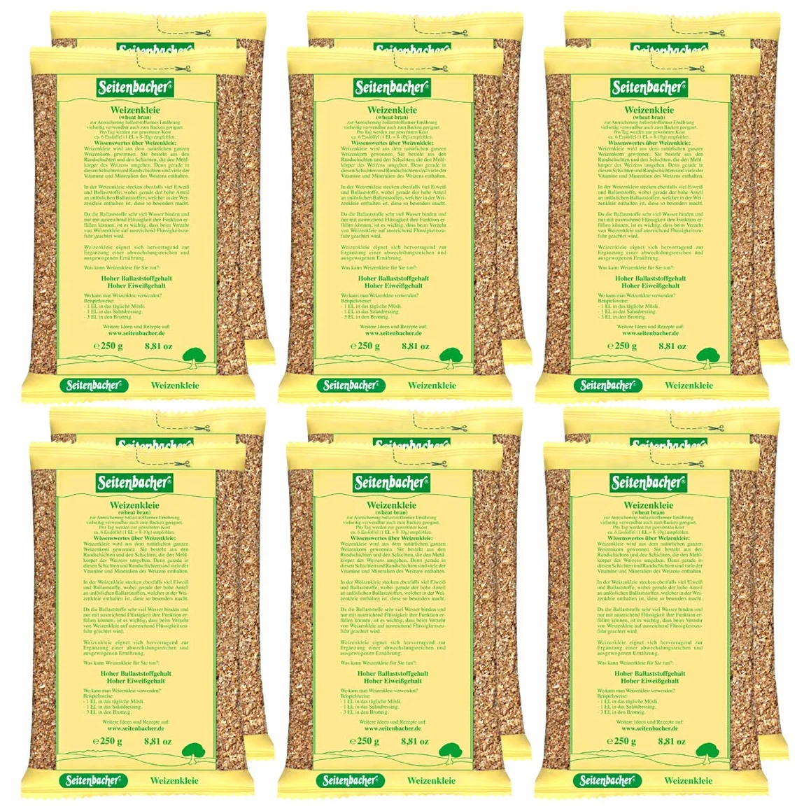 Seitenbacher otręby pszenne, opakowanie 12 sztuk (opakowanie 12 x 250 g)